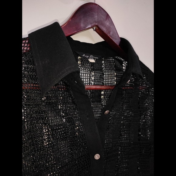 Black Crochet knit Shirt - Picture 2 of 11